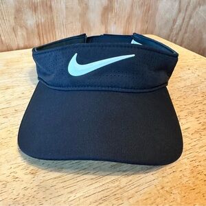 Nike Dri-Fit Aerobill Black Visor Logo Swoosh Running Golf